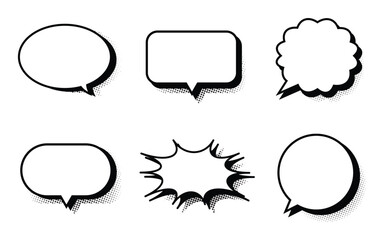 Blank empty comic speech bubbles set. Vector.