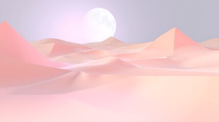 Pastel desert dunes under a moonlight