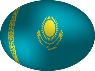 Kazakhstan Flag Vector Art - Golden Eagle Oval Sphere Design