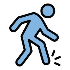 Stumble icon flat line style illustration representing tripping or loss of balance, suitable for safety awareness, hazard warning, and accident prevention-related projects
