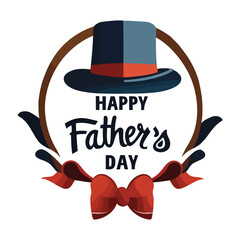 Happy fathers day design with top hat and bow