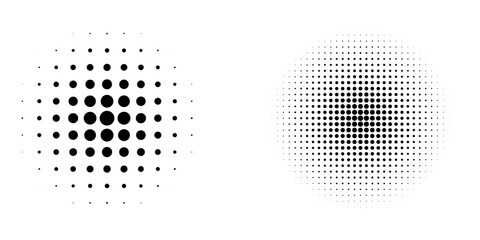 Circle Halftone Dotted Shape Set