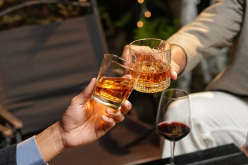 whiskey, for a friendly party in a bar or a restaurant.