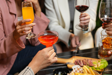 food and Drink, wine red and for a friendly, in a bar or a restaurant 