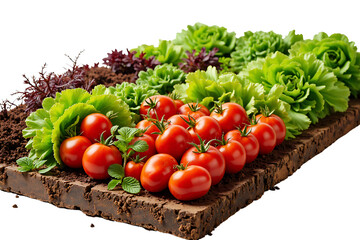 Garden Bed with Tomatoes and Lettuce