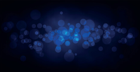 Abstract blue bokeh background with defocused circles and glitter. Decoration element for Christmas and New Year holidays, greeting cards, web banners, posters - Vector illustration