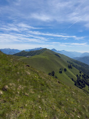 Fototapeta premium beautiful view of Mount Tremezzo and Mount Crocione on a sunny summer day.