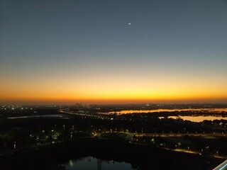 Sunset at Noida with the moon