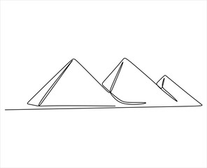 Abstract linear drawing of beautiful mountains