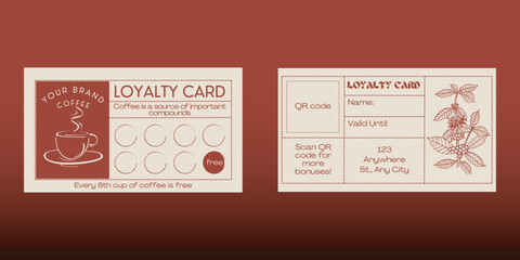 retro vintage loyalty card coffee shop with the inscription sale