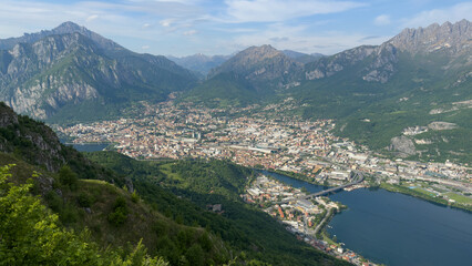view from above of the city of Lecco