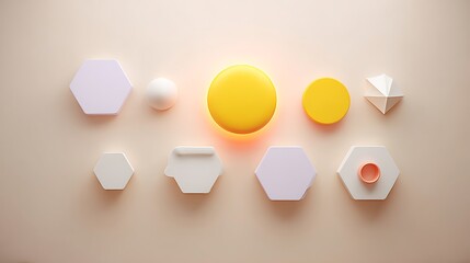 Geometric shapes composition against neutral backdrop