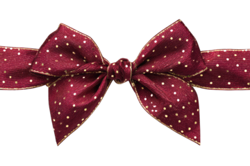 Red ribbon with gold polka dots bow
