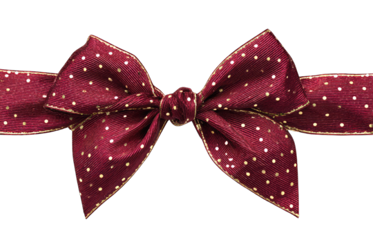 Red ribbon with gold polka dots bow