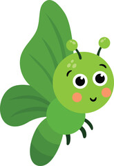 Adorable Happy Green Butterfly Ready for Adventur