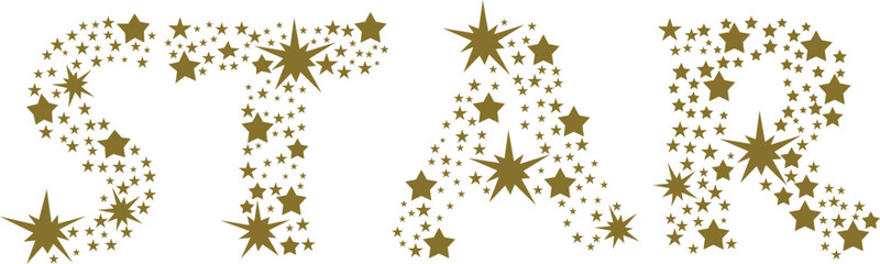 Golden Stars Form the Word STAR