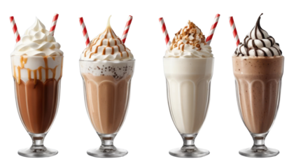 Vector illustration of two champagne glasses and a cold chocolate milkshake