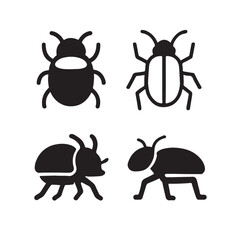 Beetle vector icon flat side