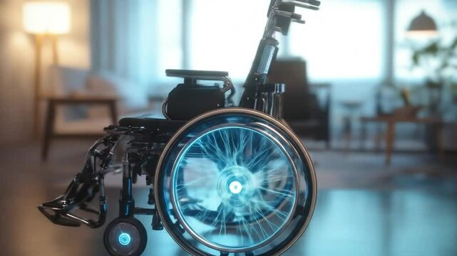 Futuristic Wheelchair with Advanced Technology Integration and sleek design for mobility