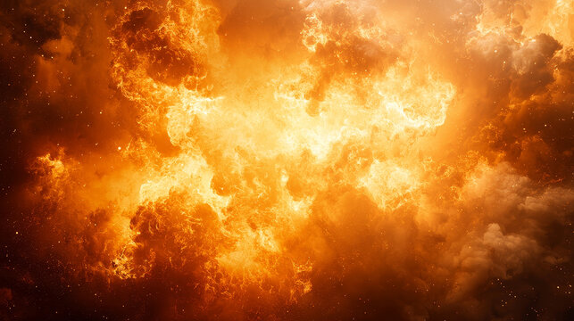 Fierce volcanic eruption with molten lava streams and dense smoke rolling down the mountain slopes