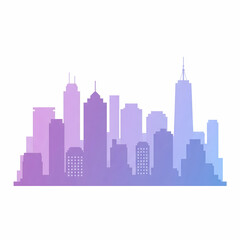 Fototapeta premium Modern City Skyline Silhouette in Gradient Colors - Urban Landscape