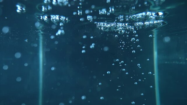 Underwater Scene with Numerous Rising Air Bubbles