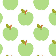 Repeating green apple pattern with a fresh, minimal design on white background. Great for kitchen or organic branding.
