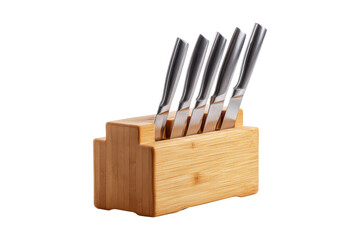 Kitchen knife set on wooden block