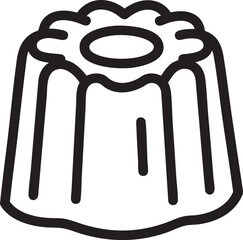 Simple Outline Drawing of a Bundt Cake with a Hole in the Middle black and