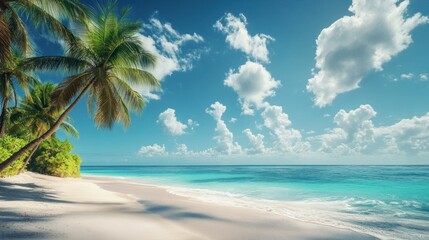 Beautiful tropical beach landscape sky ocean.