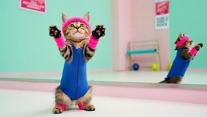 cat with workout costume