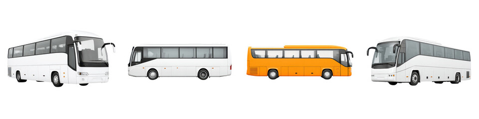Various bus models for public transportation and travel