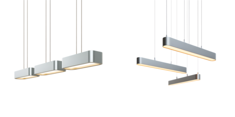 Elegant modern lighting fixtures suspended from the ceiling