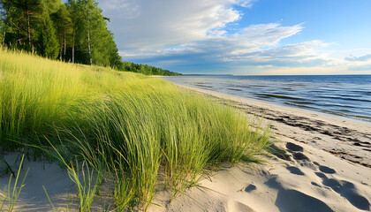 Clear water flowing over smooth stones in a serene mountain river on a sunny day