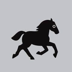 Cute vector running horse with big eyes, simple design, great for kids' projects and decor.