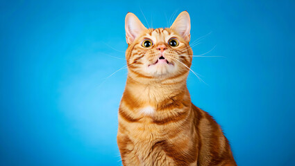 cat on a blue background