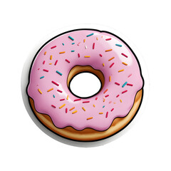 Simple Line Art Icon of a Donut with Sprinkles &ndash; Minimal Bakery Clipart