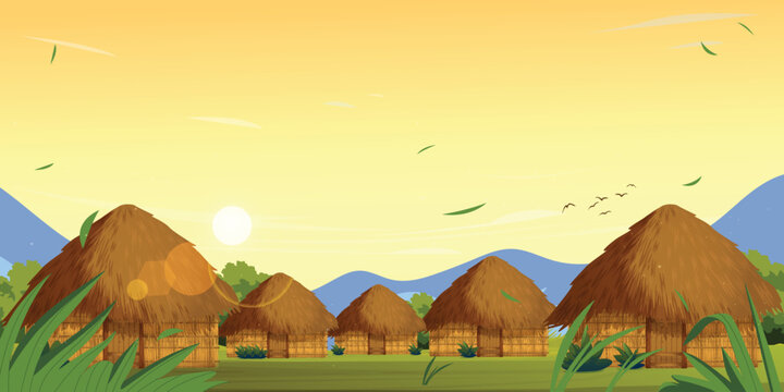 Traditional Papuan house with views of the forest and mountains