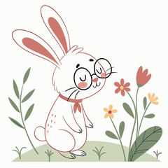 Happy Bunny Spring garden SVG (wearing glasses)
