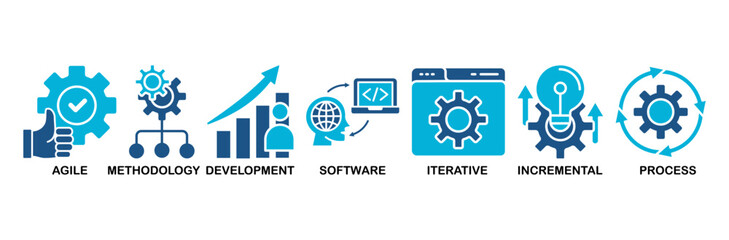 Scrum development icon set vector illustration concept with icon of agile, methodology, development, software, iterative, incremental and process