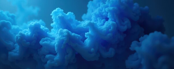 Obraz premium Dense, deep blue smoke billowing, dynamic form , blue smoke, abstract