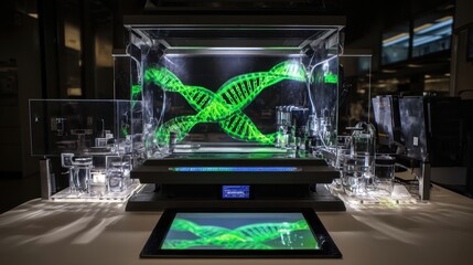 Obraz premium Bioengineer’s DNA Sculpture Station with Projections