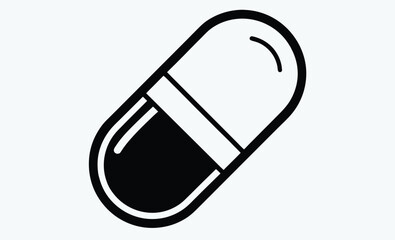 Pill icon, medicine and pills vector silhouettes  