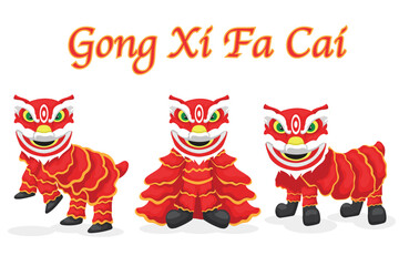 Chinese New Year: Three Adorable Red Lion Dance Costumes, Gong Xi Fa Cai