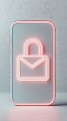 Digital Device Displaying Glowing Security Lock Icon, Representing Awareness about Cybersecurity on a Mobile Interface