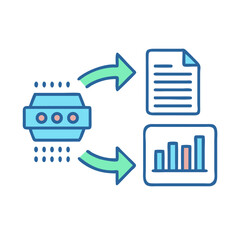 Fototapeta premium Data Analytics Vector Icon Set Line , Chart, graph, analysis, report, growth, trend, statistics, pie chart, bar graph, line graph, scatter plot, dashboard, infographic icons, vector