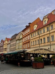 An aesthetic Prague City market in the heart of the beautiful streets of Prague's Old Town on a sunny day in summer in the Czech Republic, Europe.