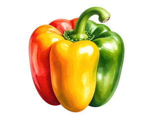 Watercolor illustration of colorful peppers. Food clipart illustration.
