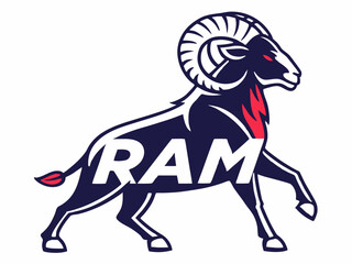 Powerful ram atop a mountain, showcasing strength and ambition.