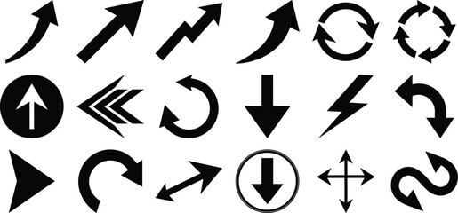 Arrows set black icons. Arrow icon. Arrow vector collection. Collection different arrows sign. Abstract arrow collection.